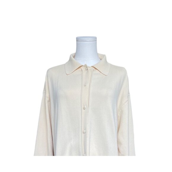 Zara Oversized Long Cream Shacket M Boxy Minimalist Lagenlook Preppy Cardigan - Picture 3 of 10